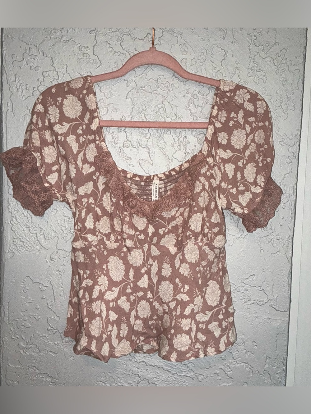 American Eagle Outfitters Floral Cap Sleeve Baby Doll Top